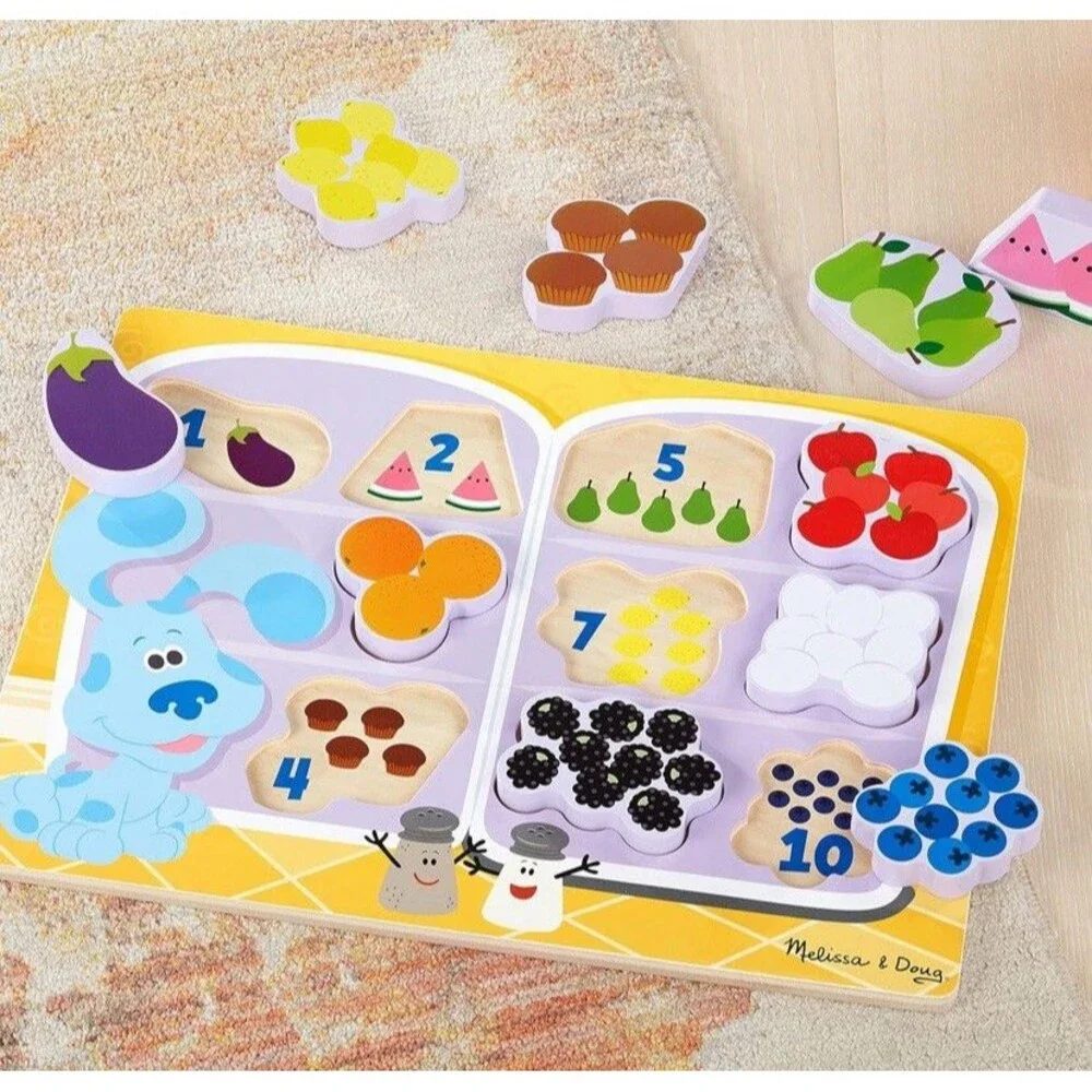 Melissa & Doug Blue's Clues & You! Fridge Food Wooden Chunky Puzzle 10 Pcs